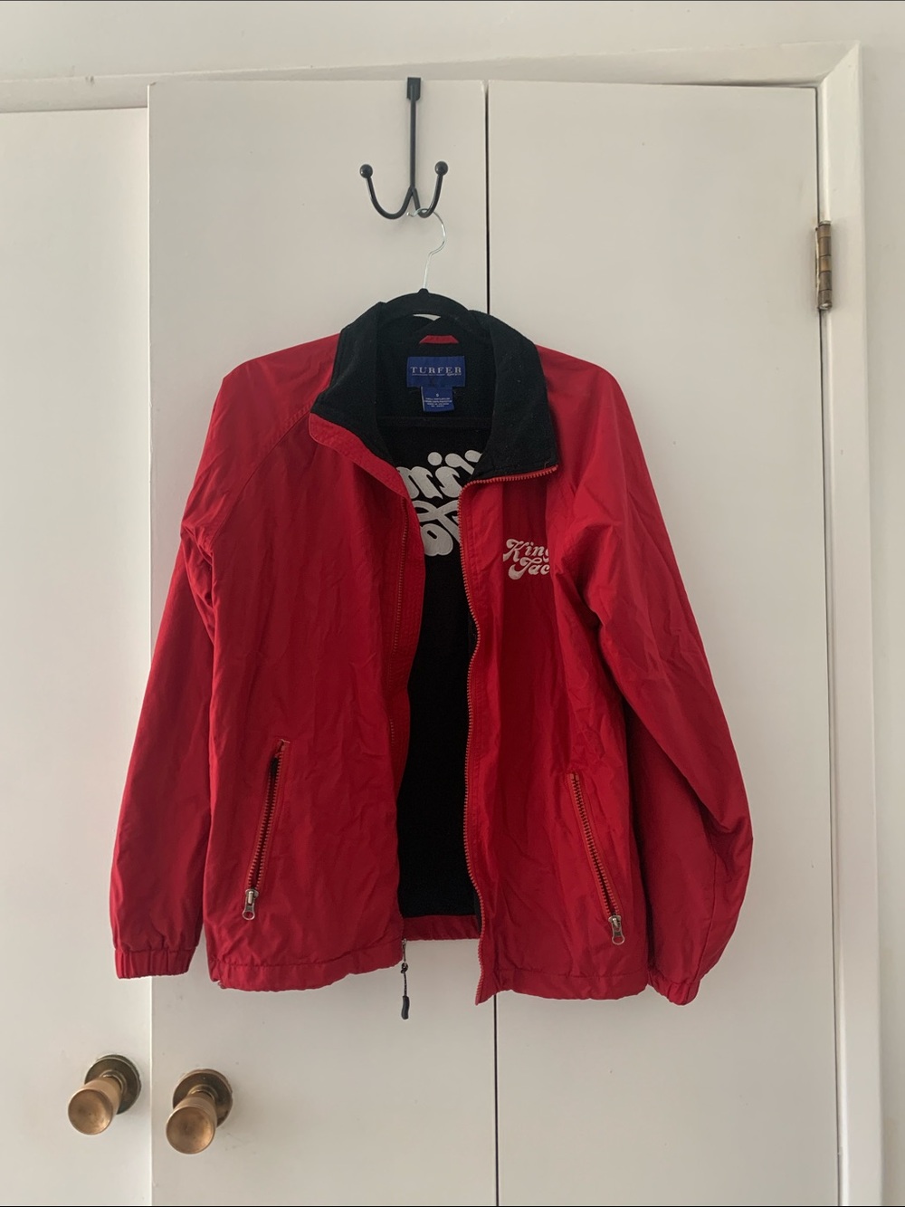Red Bomber Jacket with Black Collar by L.L. Bean